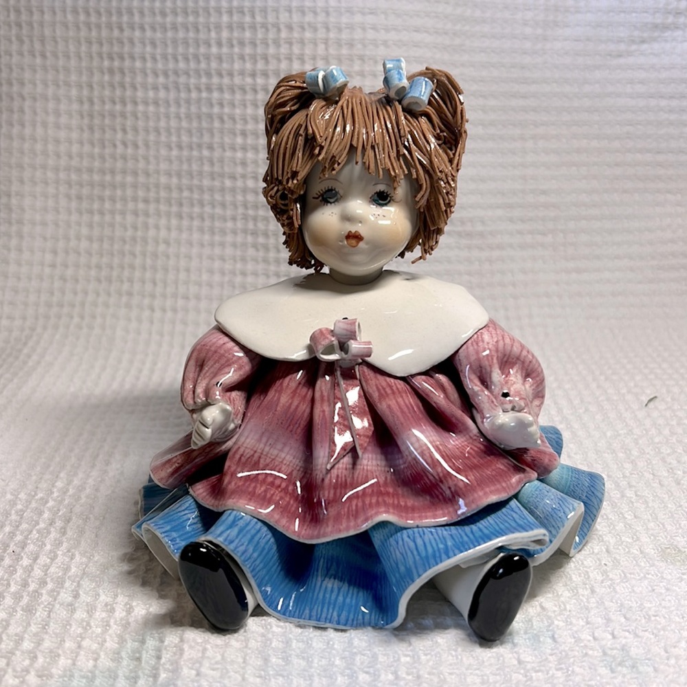 Zampiva Ceramic Sitting Doll Figure from Italy